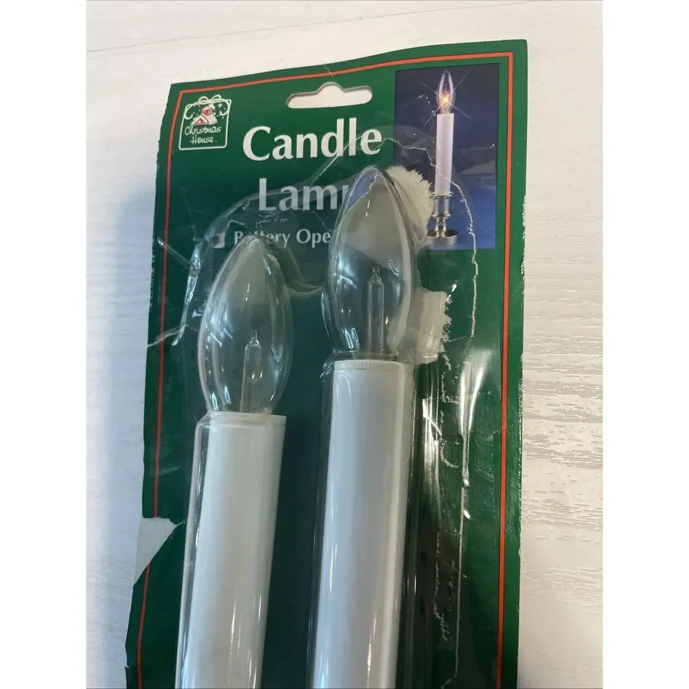 2 Pc Christmas House Candle Lamp Battery Operated 2 AA Holiday Wedding Parties